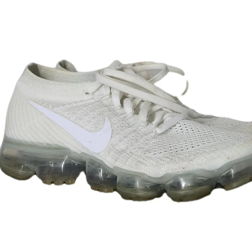 Nike Air VaporMax Flyknit Shoes Womens 7.5 White Running Sneaker 849557-100